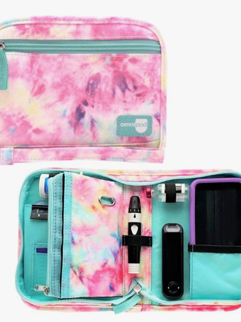 NWOT SUGAR MEDICAL OMNIPOD SUPPLY CASE DREAM TIE-DYE DIABETES ORGANIZER